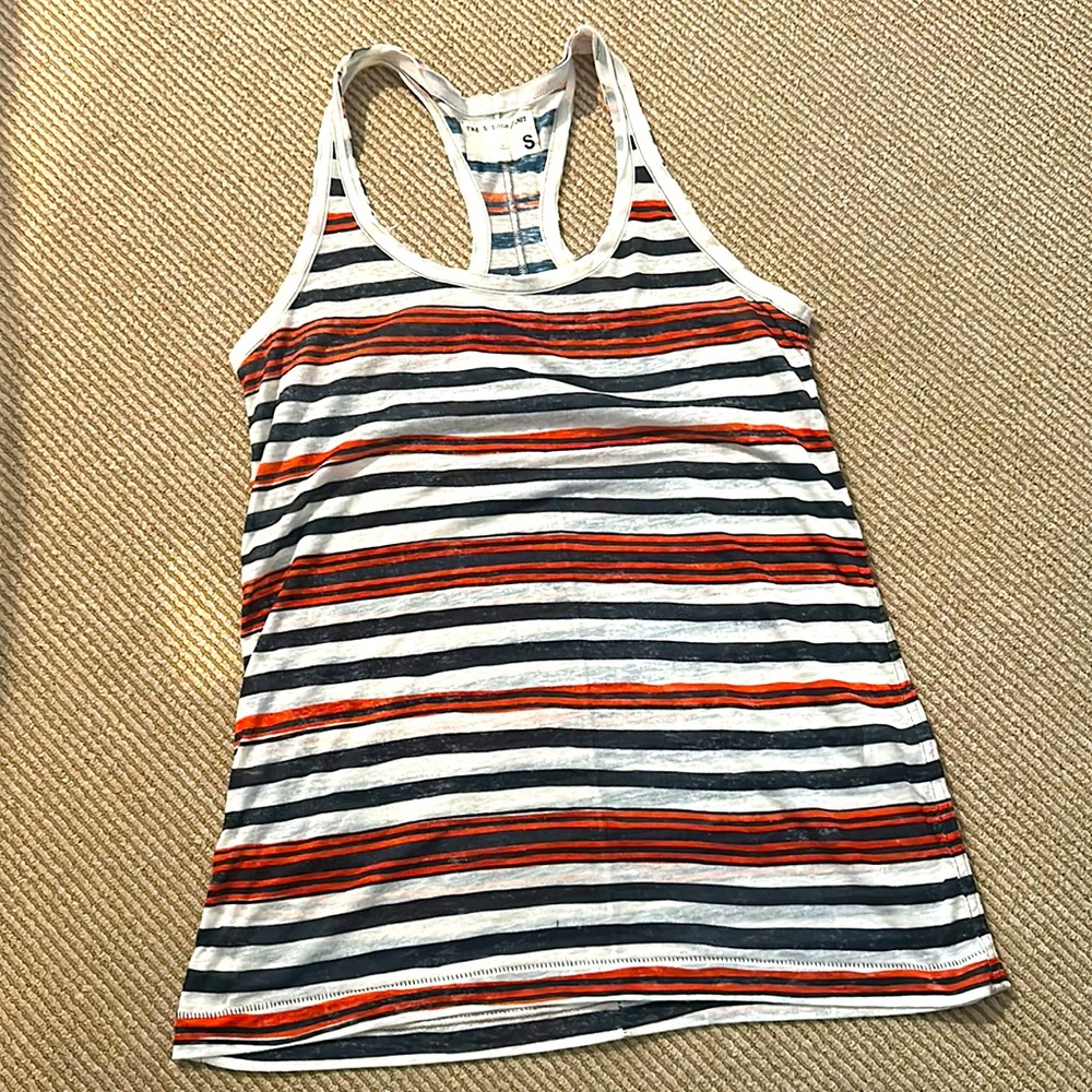 RAG & BONE striped racer back tank top navy red white S